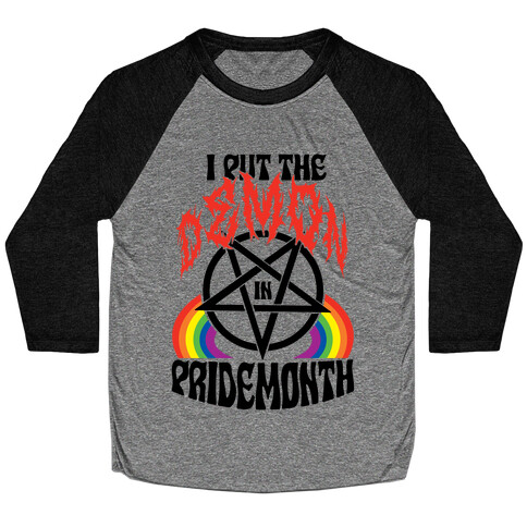 Pentagram I Put The Demon In Pride Month Baseball Tee