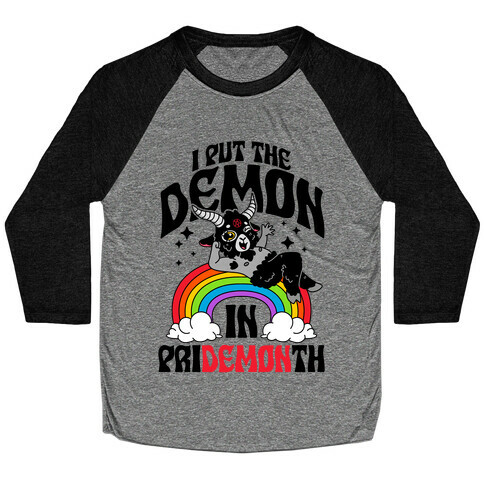 Baphomet I Put The Demon In Pride Month Baseball Tee