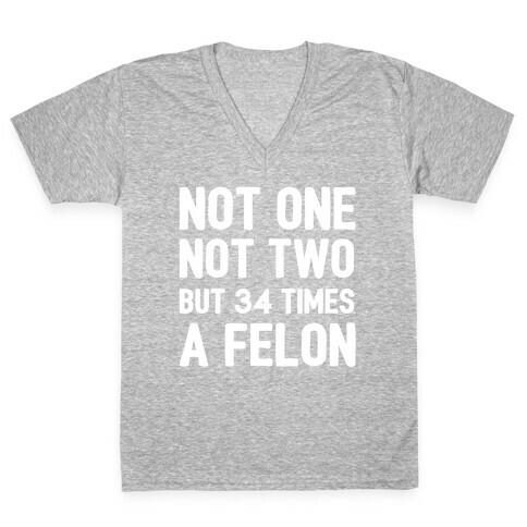 Not One Not Two But 34 Times A Felon  V-Neck Tee Shirt
