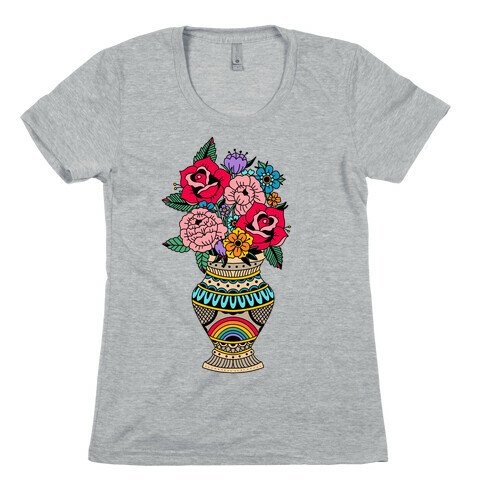 American Traditional Pride Bouquet Tattoo Style Womens T-Shirt