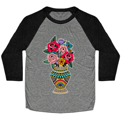 American Traditional Pride Bouquet Tattoo Style Baseball Tee