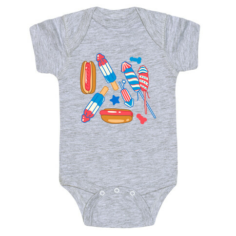 Fourth of July Wieners Pattern Baby One-Piece