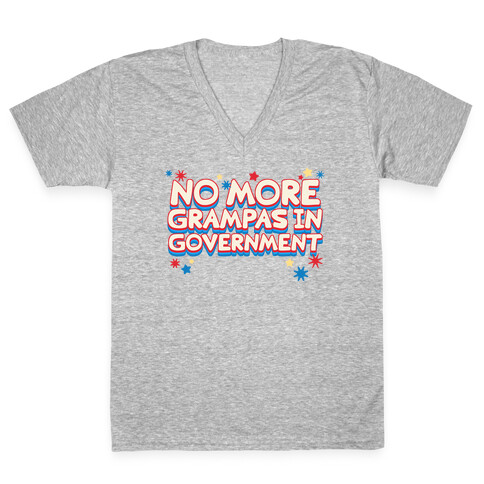 No More Grandpas In Government V-Neck Tee Shirt