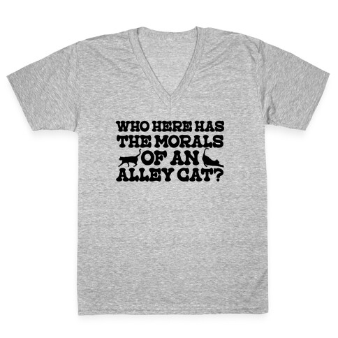 Who Here Has the Morals of an Alley Cat? V-Neck Tee Shirt