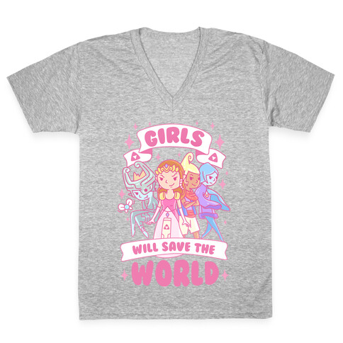 Zelda Girls Will Save The World Parody V-Neck Tee Shirt
