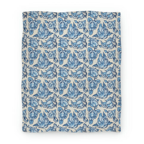 Floral Penis Pattern Blanket Blue Blanket