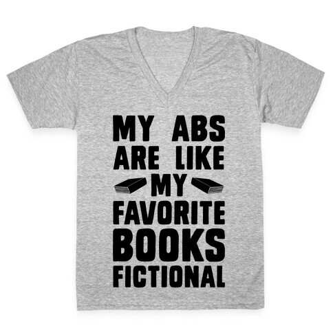 My Abs are Like My Favorite Book, Fictional V-Neck Tee Shirt