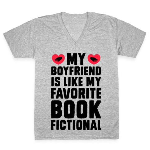 My Boyfriend is Like My Favorite Book, Fictional V-Neck Tee Shirt