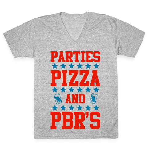 Pizza Parties and PBRs V-Neck Tee Shirt