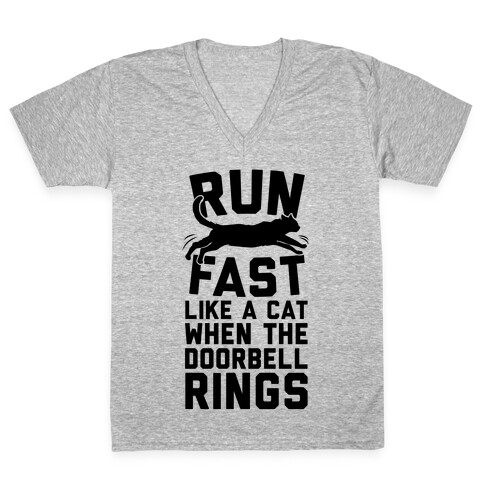 Run Fast Like A Cat V-Neck Tee Shirt