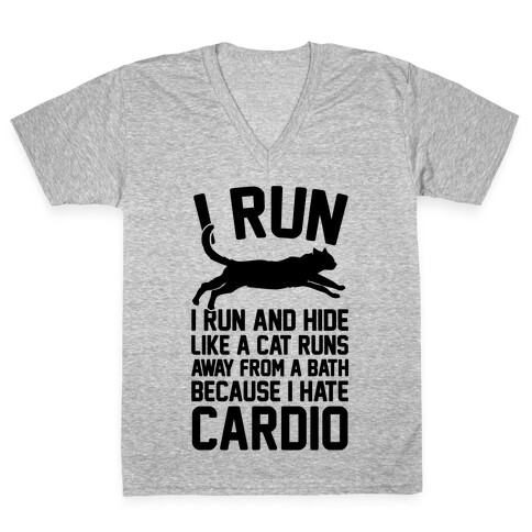 I Run Like A Cat V-Neck Tee Shirt