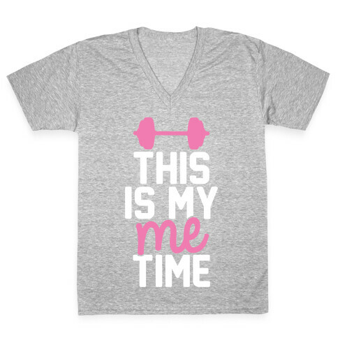 This Is My Me Time (Pink & White) V-Neck Tee Shirt