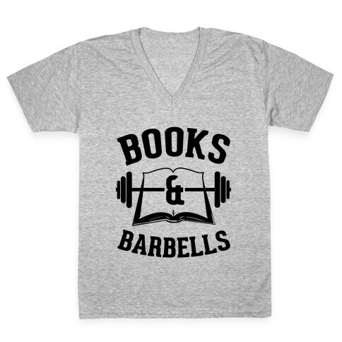 Books & Barbells V-Neck Tee Shirt