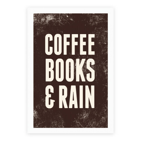 Coffee Books & Rain Poster