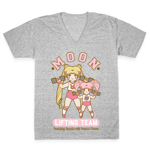 Moon Lifting Team Parody V-Neck Tee Shirt