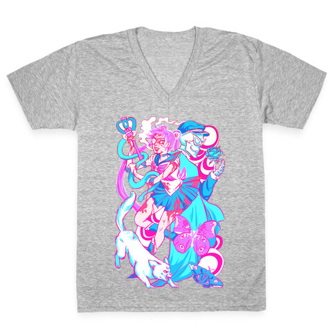 Rainbow Horror Senshi Parody V-Neck Tee Shirt