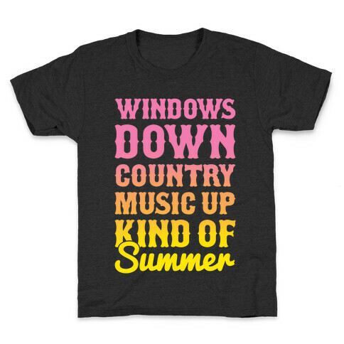 Windows Down Country Music Up Kids T-Shirt