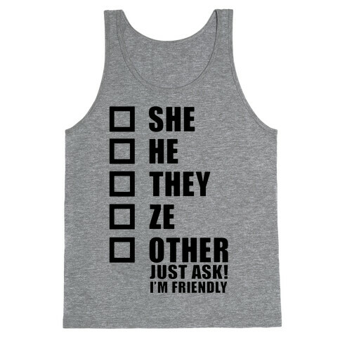 Pronoun Check List Tank Top