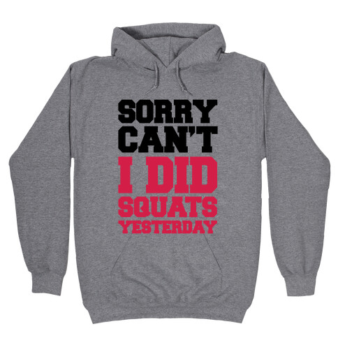 Sorry Can't, I Did Squats Yesterday Hooded Sweatshirt