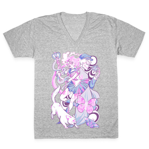 Pastel Horror Senshi V-Neck Tee Shirt