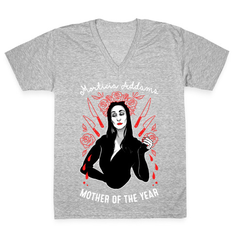 Morticia Addams Mother of the Year V-Neck Tee Shirt