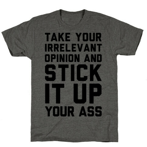 Take Your Irrelevant Opinion And Stick It Up Your Ass T-Shirt