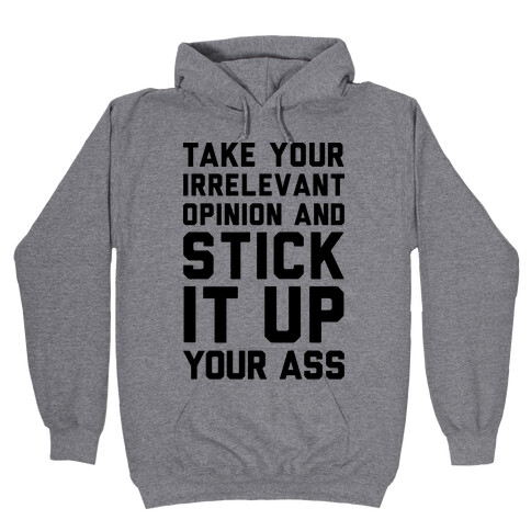 Take Your Irrelevant Opinion And Stick It Up Your Ass Hooded Sweatshirt