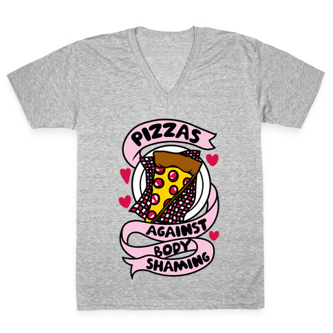 Pizzas Against Body Shaming V-Neck Tee Shirt