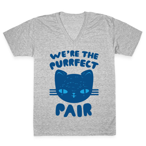We're The Purrfect Pair (Blue Cat) V-Neck Tee Shirt