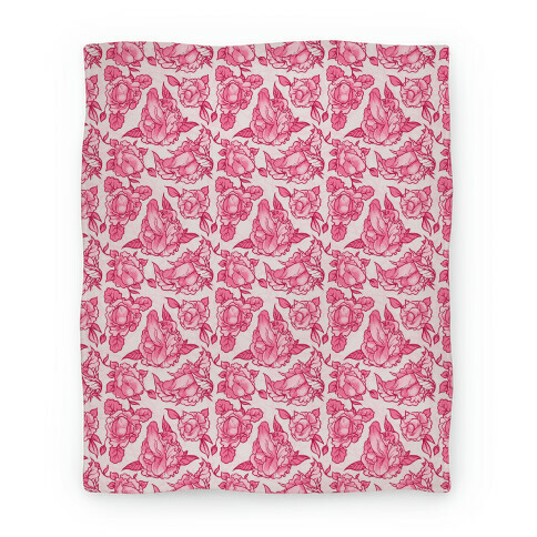 Floral Penis Pattern Pink Blanket