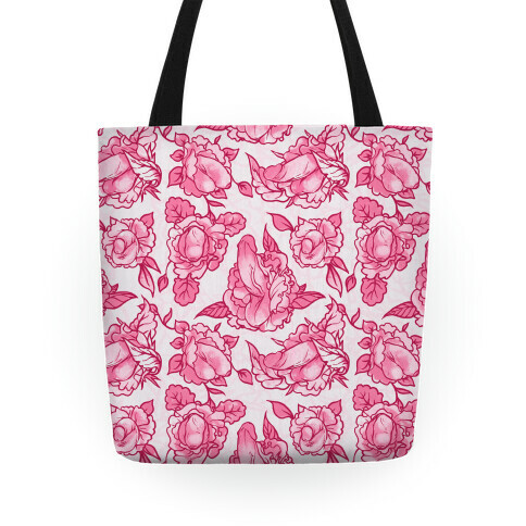 Floral Penis Pattern Pink Tote