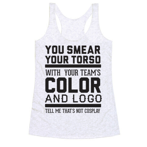 Sports Cosplay (large text) Racerback Tank Top