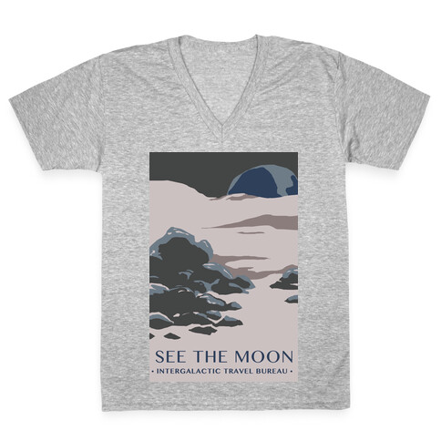 Space Travel - The Moon V-Neck Tee Shirt