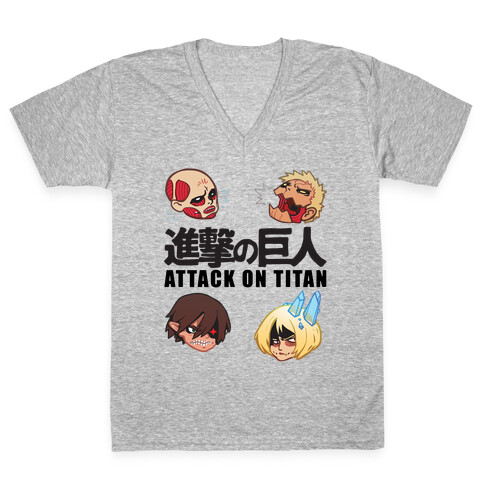 Attack On Titan Heads V-Neck Tee Shirt