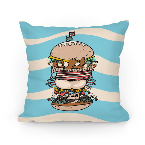 'Merican Double Decker Declaration of Food Freedom Burger Pillow