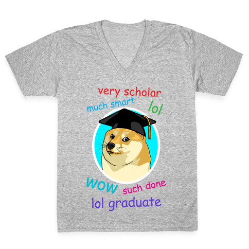 Doge Graduate V-Neck Tee Shirt