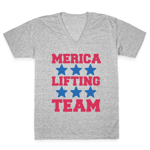 Merica Lifting Team V-Neck Tee Shirt