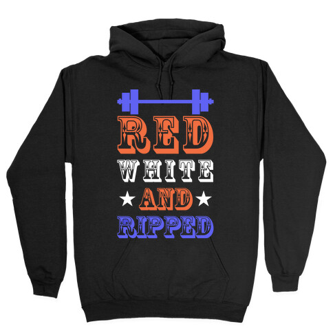 Red White and Ripped Hooded Sweatshirt