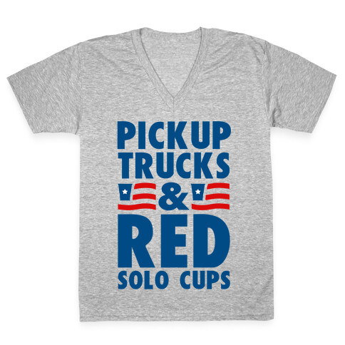 Pickup Trucks and Red Solo Cups V-Neck Tee Shirt