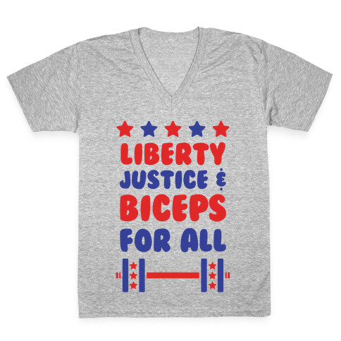 Liberty Justice & Biceps For All V-Neck Tee Shirt