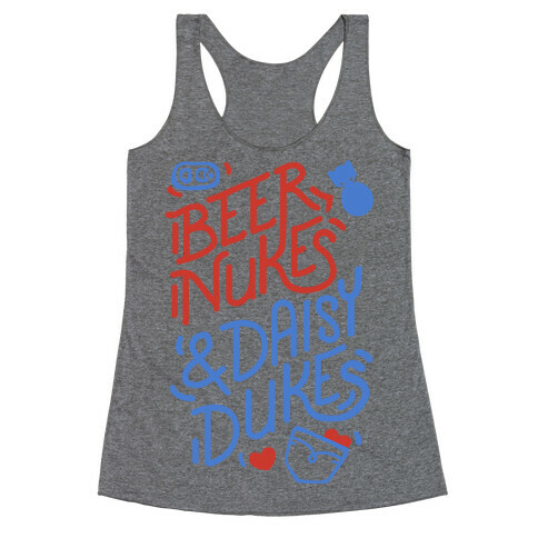 Beer Nukes And Daisy Dukes Racerback Tank Top