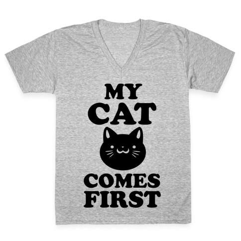 My Cat Comes First V-Neck Tee Shirt