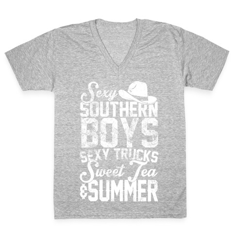 Sexy Southern Boys, Sexy Trucks, Sweet Tea & Summer V-Neck Tee Shirt