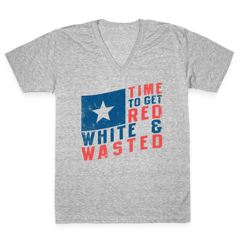 Red White And Wasted (Vintage Tank) V-Neck Tee Shirt