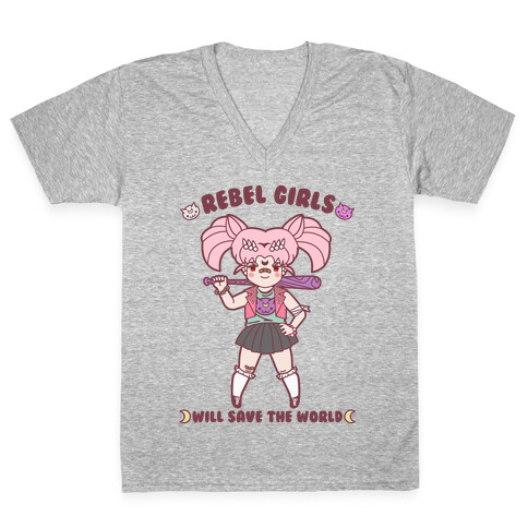 Rebel Girls Will Save The World Mini Moon V-Neck Tee Shirt