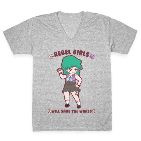 Rebel Girls Will Save The World Neptune V-Neck Tee Shirt