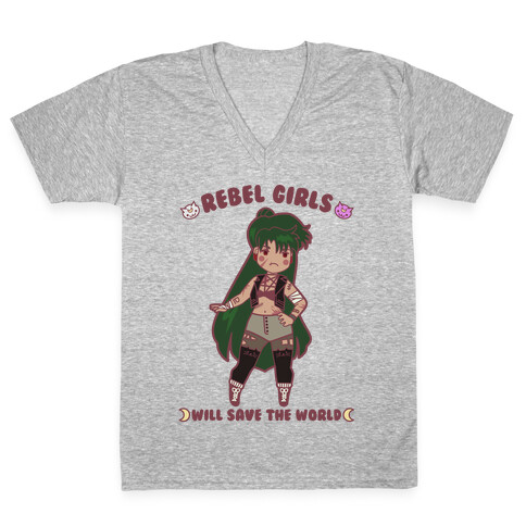 Rebel Girls Will Save The World Pluto V-Neck Tee Shirt