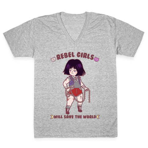 Rebel Girls Will Save The World Saturn Parody V-Neck Tee Shirt