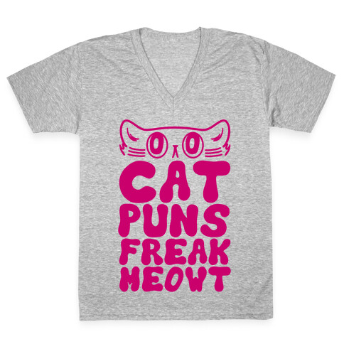 Cat Puns Freak Meowt V-Neck Tee Shirt