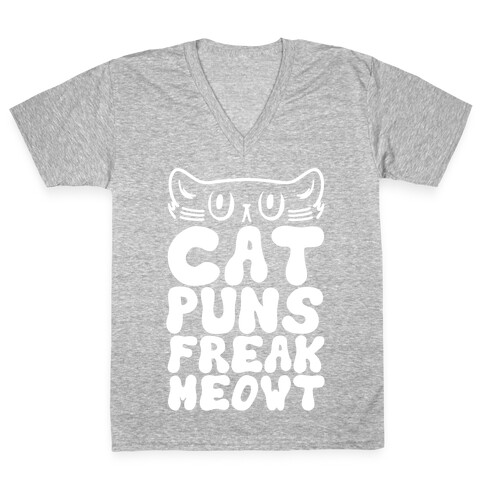 Cat Puns Freak Meowt V-Neck Tee Shirt